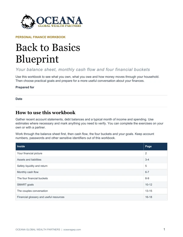 Back to Basics Blueprint workbook cover