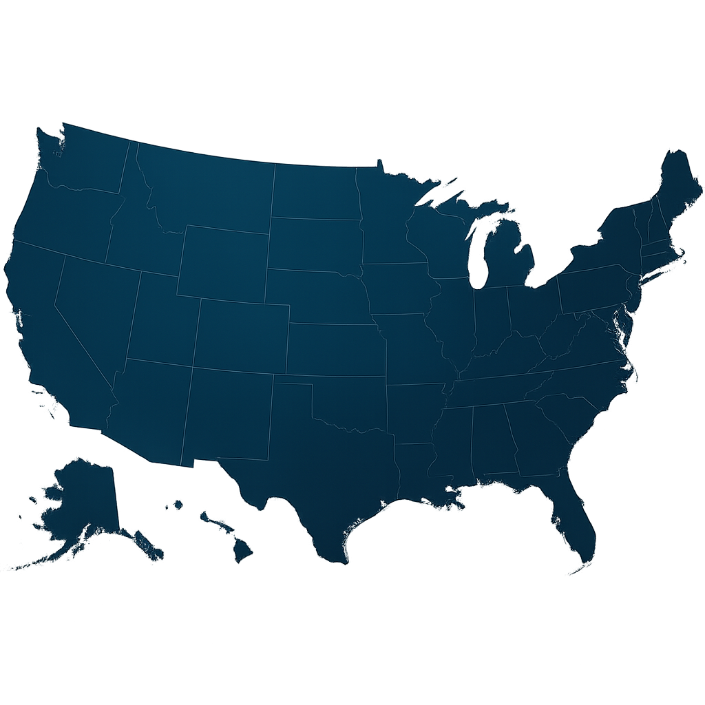 United States map representing nationwide service coverage